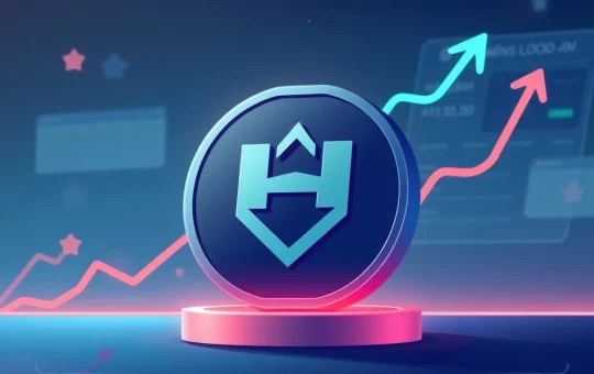 A chart showing the HBAR token price soaring after its Robinhood listing, reflecting increased crypto volume.