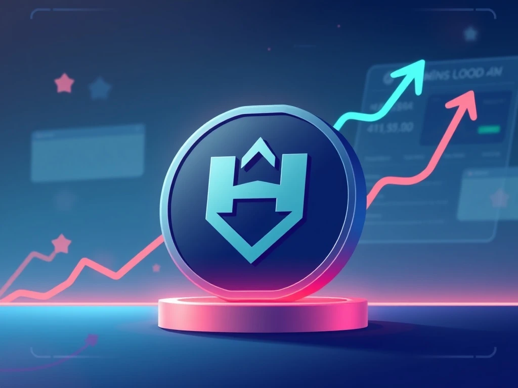 A chart showing the HBAR token price soaring after its Robinhood listing, reflecting increased crypto volume.