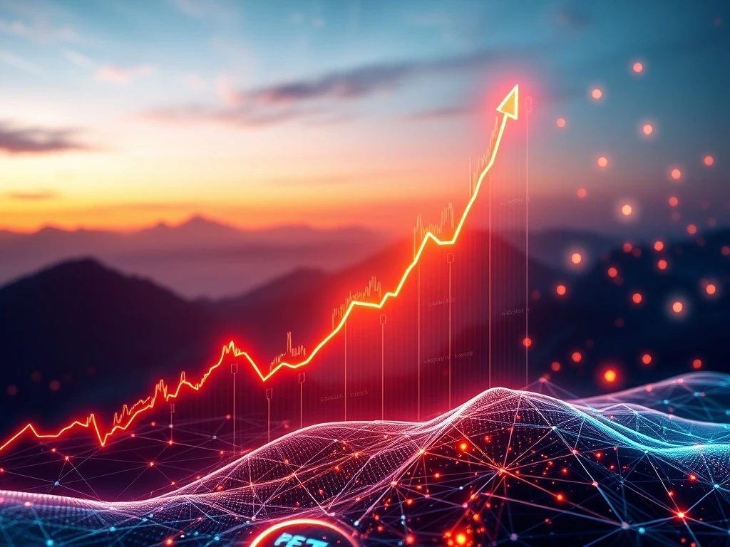 A visual representation of HEI crypto's astonishing surge on a digital chart, highlighting its rapid growth driven by strategic partnerships and ecosystem development.