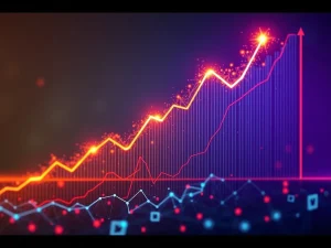A visual representation of the HEI crypto token's explosive surge on a digital chart, highlighting significant token gains.