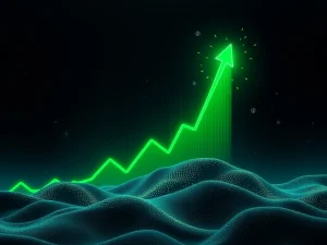 A vibrant green line graph showing a dramatic upward spike, symbolizing the explosive HEI token cryptocurrency surge.