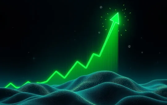 A vibrant green line graph showing a dramatic upward spike, symbolizing the explosive HEI token cryptocurrency surge.