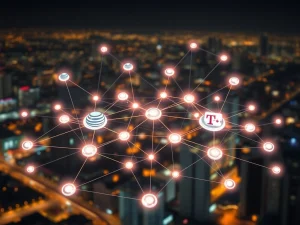 A visual representation of the Helium Mobile decentralized wireless network, highlighting its surging DC Burn Rate due to major telecom partnerships.