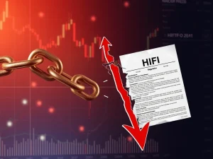 A visual representation of the dramatic HIFI price drop, illustrating the impact of DeFi regulation and crypto market volatility.