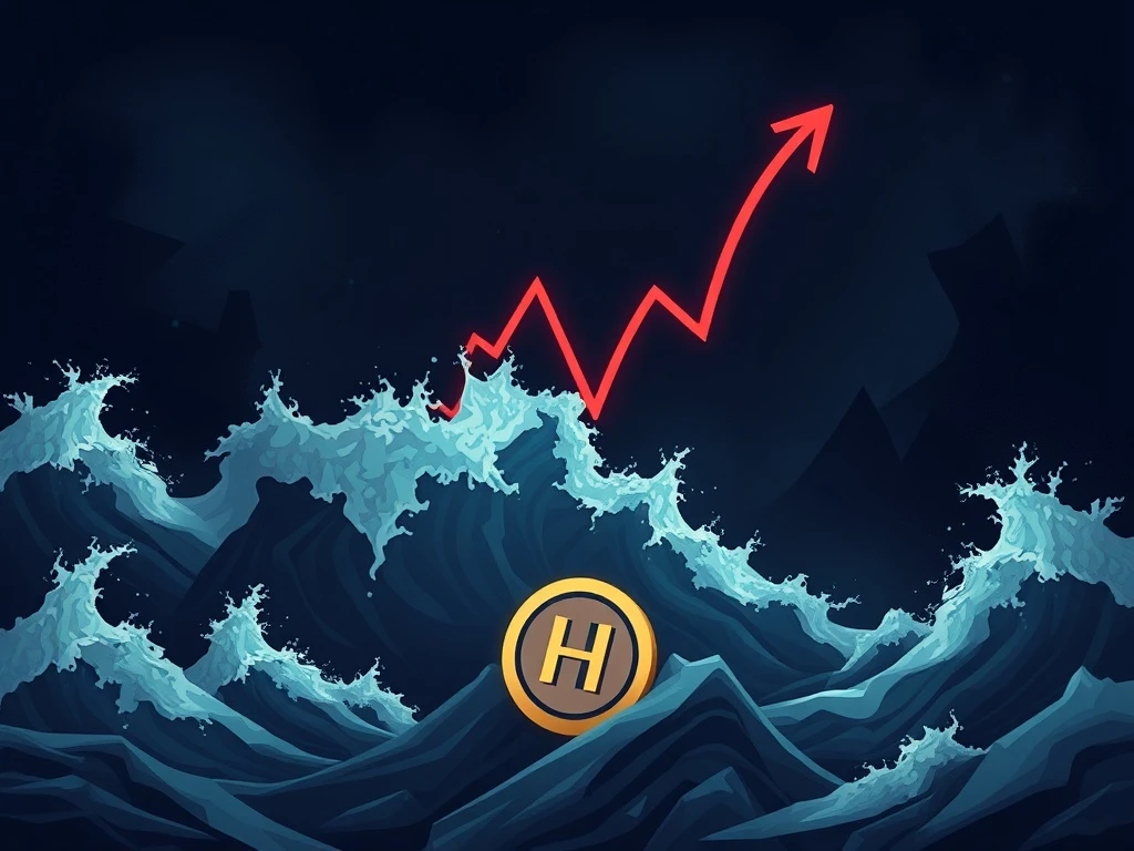 A crypto chart showing the catastrophic decline of the HIFI token amidst extreme market volatility, reflecting a sharp price drop.