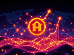 A dynamic visual representing the HOME token's explosive 485% crypto price surge, driven by strategic blockchain development and DeFi expansion.