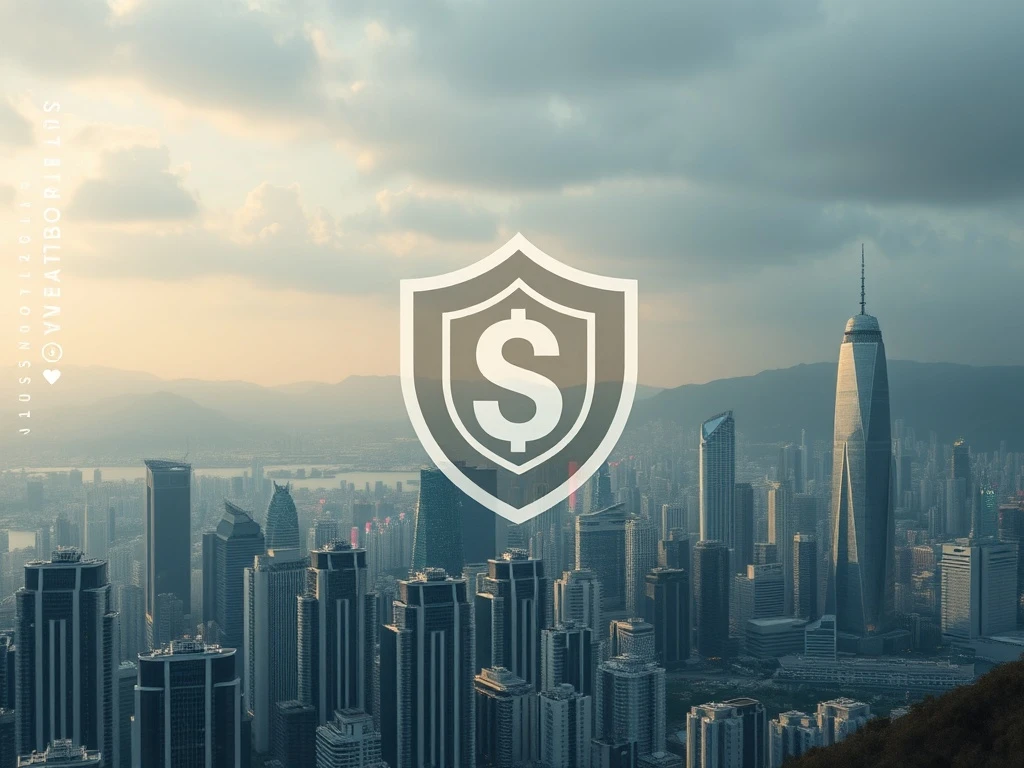 A shield protecting digital assets in Hong Kong, representing robust stablecoin regulation and investor protection.