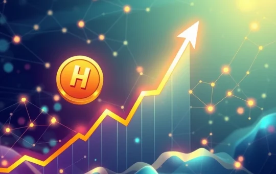 A vibrant digital representation of the HYPER token soaring upwards, symbolizing its explosive crypto price surge due to Hyperliquid protocol's advancements.