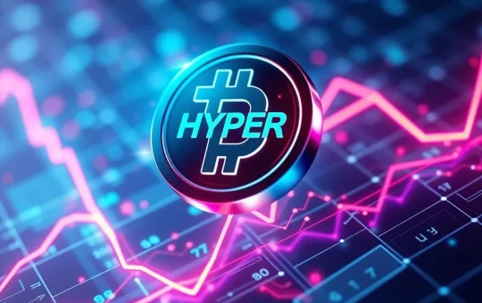 HYPER token surging on a blockchain graph with vibrant neon colors