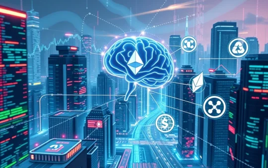 A visual representation of Hyperliquid AI trading engine's immense volume and revenue potential, showing data streams and crypto symbols.
