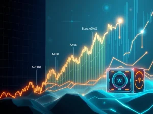 Charts showing a strong Hyperliquid price prediction surge alongside Aave's support zone and BlockDAG mining hardware, illustrating a dynamic crypto market.
