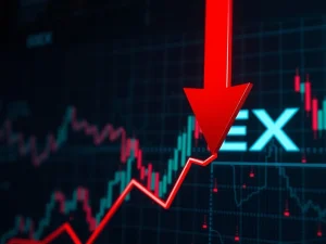Chart showing a steep IDEX price drop, representing the 652% decline and highlighting extreme crypto market volatility.