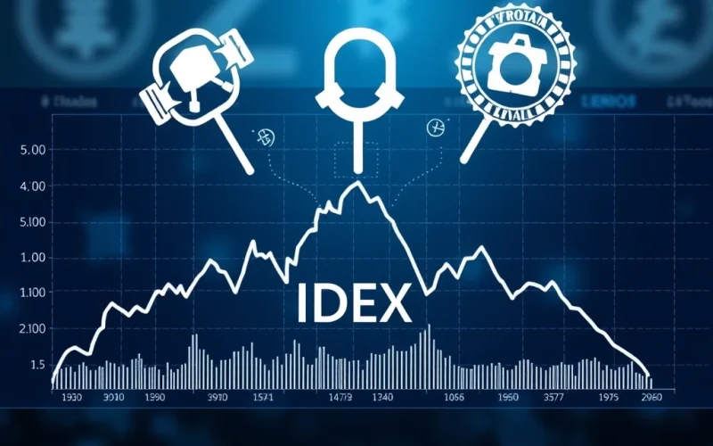 A stark chart showing IDEX crypto price plummeting, symbolizing the market uncertainty caused by regulatory pressures on decentralized exchanges.