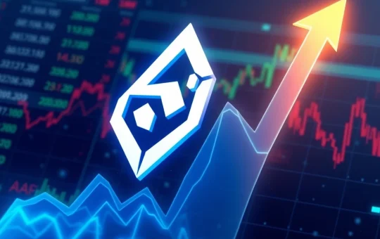 IDEX cryptocurrency logo surging on a volatile market graph