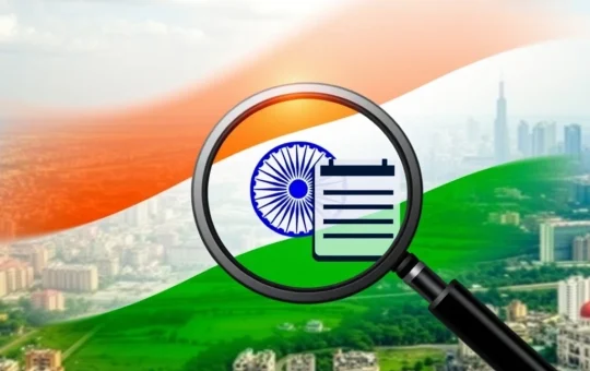 An illustration symbolizing India's new crypto tax reforms aimed at global alignment and enhanced compliance.