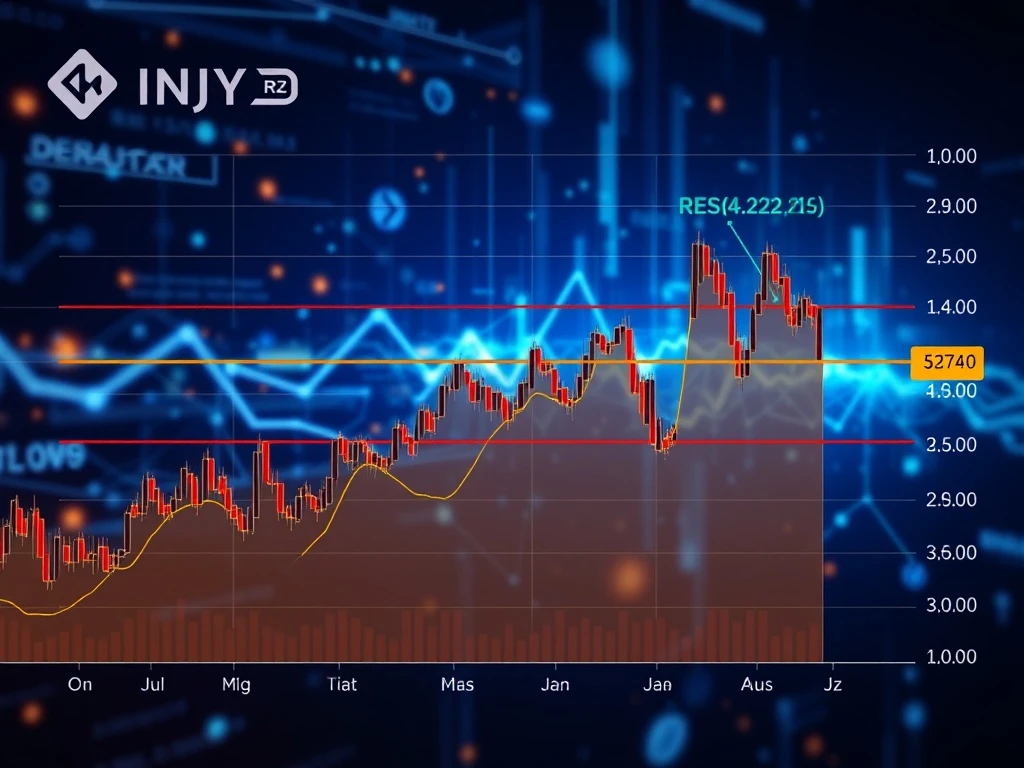Injective (INJ) cryptocurrency price chart testing key resistance levels