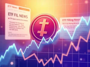 Injective token price chart showing volatility after ETF filing news