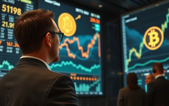 A visual representation of institutional Bitcoin profit-taking, showing large financial entities managing digital assets with charts and data, highlighting Galaxy Digital's strategic moves.