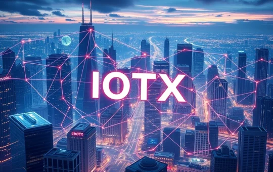 IOTX cryptocurrency surge with futuristic IoT and blockchain network
