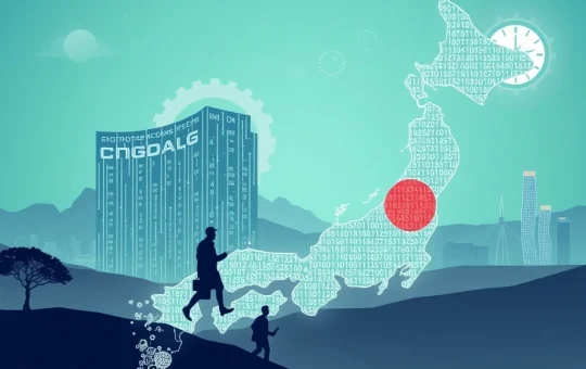 A visual representation of regulatory hurdles causing a talent exodus crypto from Japan, with startups moving to more agile markets.