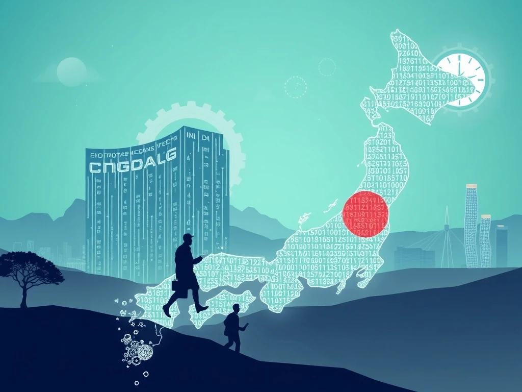 A visual representation of regulatory hurdles causing a talent exodus crypto from Japan, with startups moving to more agile markets.