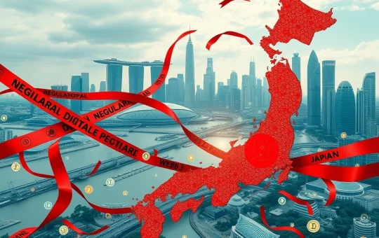 A visual representation of Japan's crypto regulation causing a drain of Web3 talent and capital, highlighting the urgency for reform.