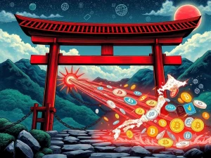A bureaucratic barrier holding back dynamic digital currencies, symbolizing the impact of Japan crypto regulation on innovation.