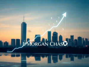 A visual representation of JPMorgan Chase's $40 billion capital return plan boosting shareholder value, with money flowing upwards.