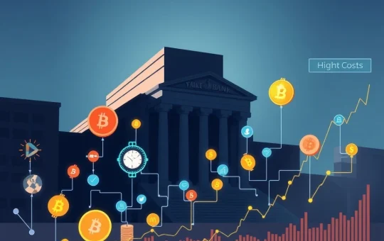A fintech coalition challenges JPMorgan data fees, depicted by digital currency symbols clashing with a large bank building, representing the fight for open banking.