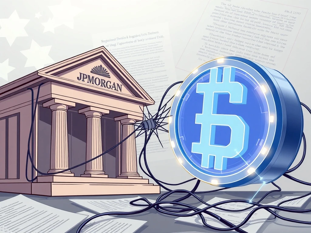 A visual representation of the dispute between JPMorgan and Gemini, highlighting the friction in crypto banking relationships.