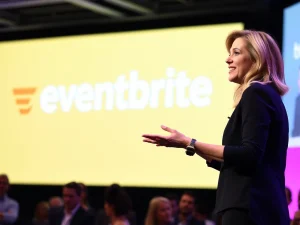 Julia Hartz speaking about Eventbrite's $225 million valuation success