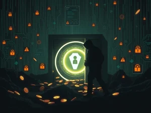 Illustration of a hacker exploiting crypto hacks in a blockchain network