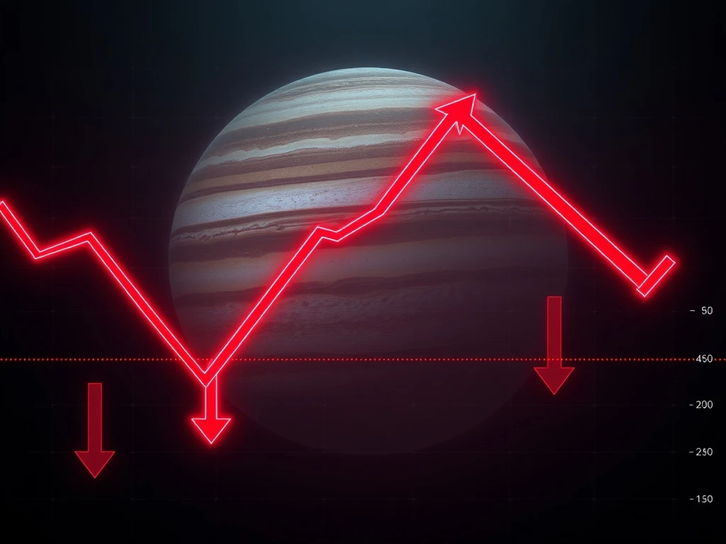 Jupiter (JUP) cryptocurrency price plummeting with liquidity outflows and open interest drop indicators