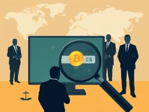 Visualizing the intense Libra probe: A digital transaction highlighted by a magnifying glass, symbolizing the deep scrutiny into a Kraken transfer.
