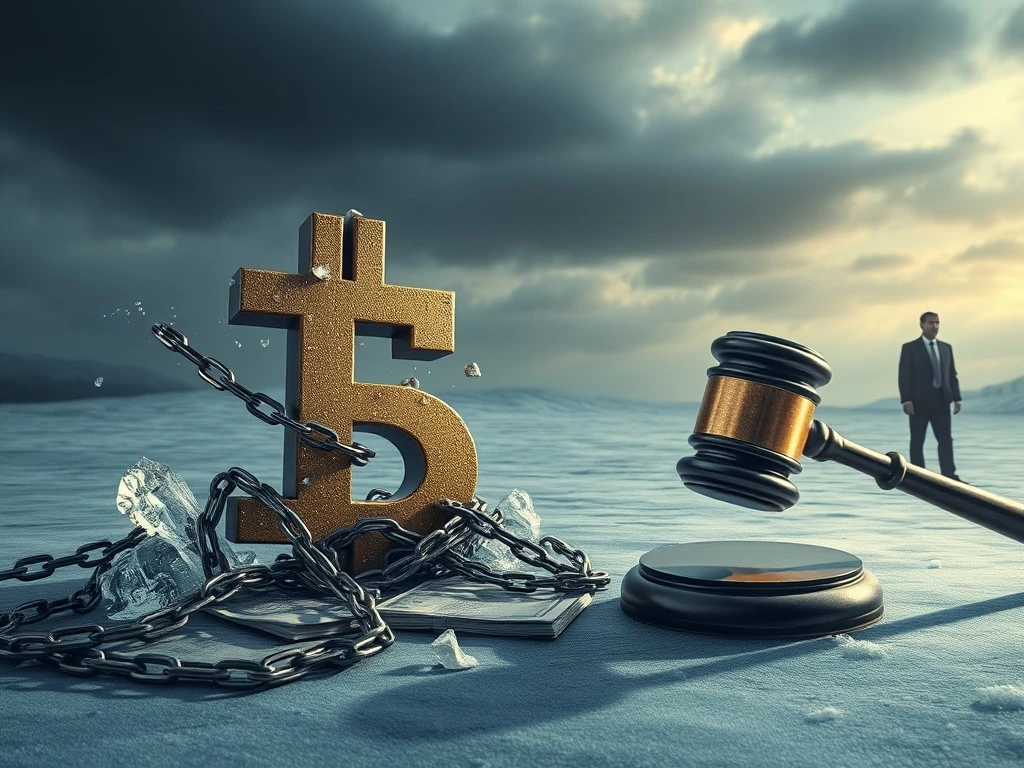 LIBRA token controversy, showing frozen assets and legal action impacting the crypto market.