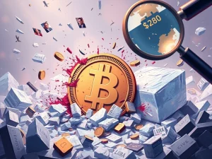 LIBRA token scandal: Digital currency crumbling, assets frozen, and political ties under regulatory scrutiny, illustrating the collapse.
