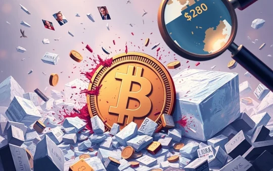 LIBRA token scandal: Digital currency crumbling, assets frozen, and political ties under regulatory scrutiny, illustrating the collapse.