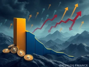 A chart showing the decline of Lido Finance's Ethereum staking market share amidst intense staking volatility.