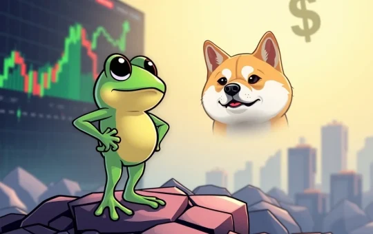 LILPEPE frog mascot challenging Dogecoin, symbolizing its ambitious goal to become a major memecoin rival.