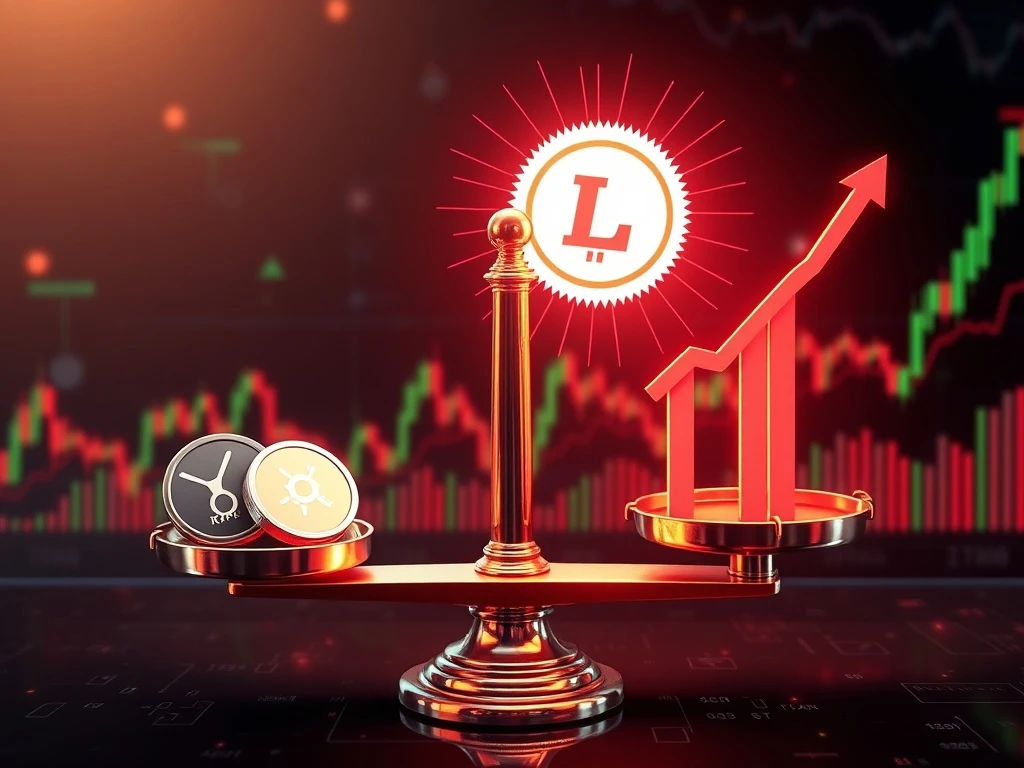 A visual representation of LILPEPE's rapid surge contrasted with the profit-taking pressure on XRP and Solana, symbolizing a significant crypto market shift.