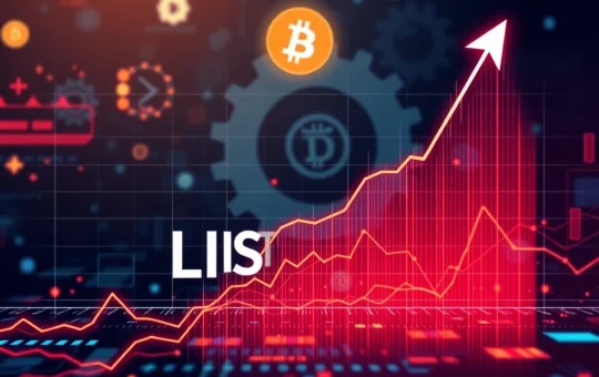 A vibrant digital graph showing a sharp upward trend for LISTA price, symbolizing its recent 61% surge driven by strategic developments.