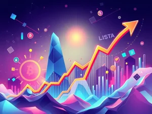 An upward trending chart depicting the explosive LISTA surge, reflecting strong crypto market momentum and renewed investor confidence.