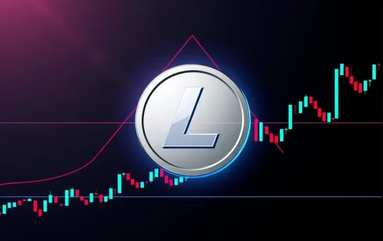 Litecoin (LTC) price chart showing a symmetrical triangle nearing a crypto breakout, indicating significant market movement.