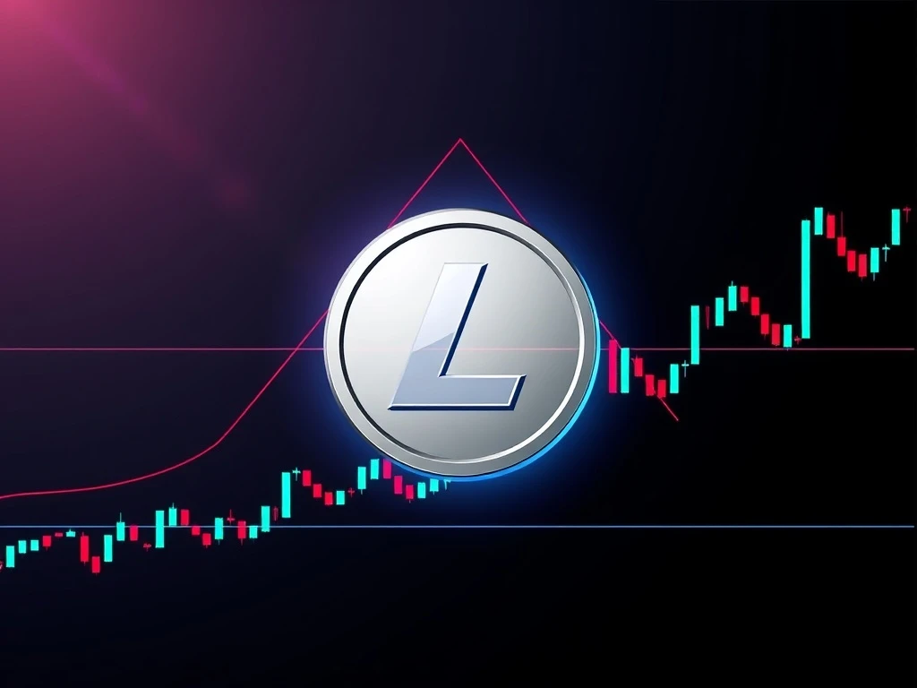 Litecoin (LTC) price chart showing a symmetrical triangle nearing a crypto breakout, indicating significant market movement.