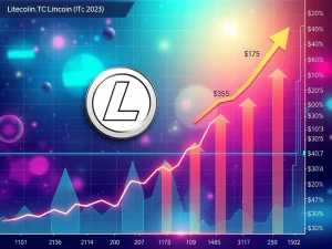 A visual representation of Litecoin's potential crypto breakout on a financial chart, indicating significant LTC price targets.