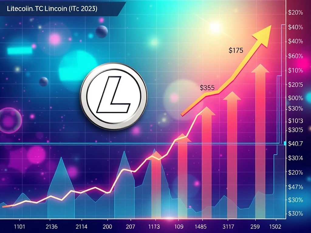 A visual representation of Litecoin's potential crypto breakout on a financial chart, indicating significant LTC price targets.