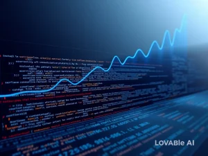 A visual representation of Lovable AI's rapid growth and advanced AI agent, symbolizing its impact on democratizing software development.