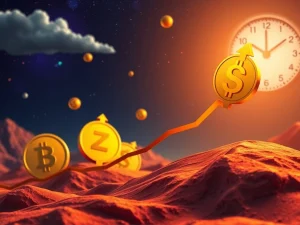 Digital currencies XRP, DOGE, and Ethereum symbols converging on a rapidly ascending MAGACOIN FINANCE logo, illustrating shifting crypto investment strategies.