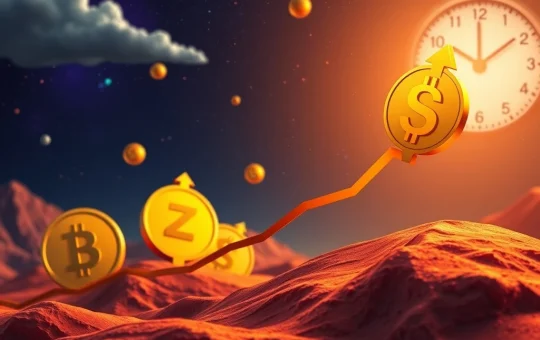 Digital currencies XRP, DOGE, and Ethereum symbols converging on a rapidly ascending MAGACOIN FINANCE logo, illustrating shifting crypto investment strategies.