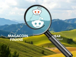Chart showing MAGACOIN FINANCE's explosive surge contrasting NEAR Protocol's decline in the altcoin market.